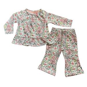 Noppies floral, flare pant, ruffle bottom flared long sleeve top, 1-2 months, 56